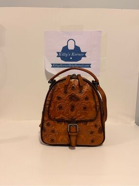 NWOT IVTG Embossed Leather Crossbody Backpack